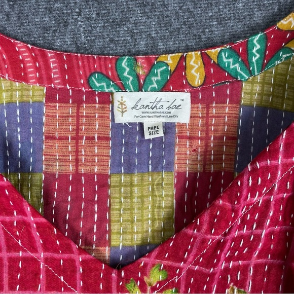 Kantha Bae Boho Hippie Quilted Floral Slouchy Above Knee Reversible Dress OS - Picture 2 of 11